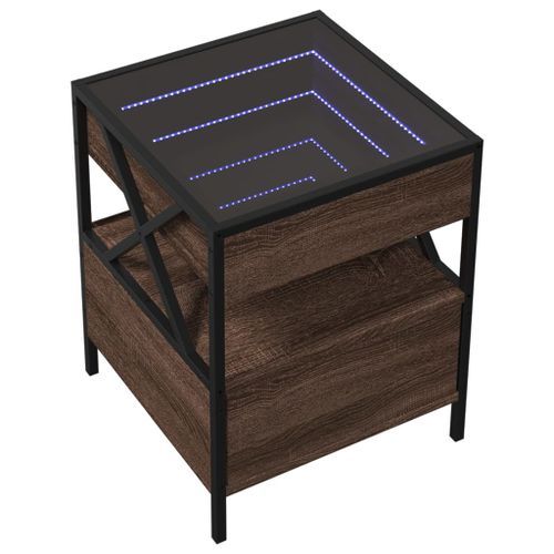 Table basse avec LED Infinity chêne marron 40x40x51 cm - Photo n°3; ?>