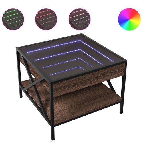 Table basse avec LED Infinity chêne marron 50x50x38 cm - Photo n°2; ?>