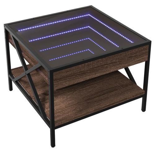 Table basse avec LED Infinity chêne marron 50x50x38 cm - Photo n°3; ?>