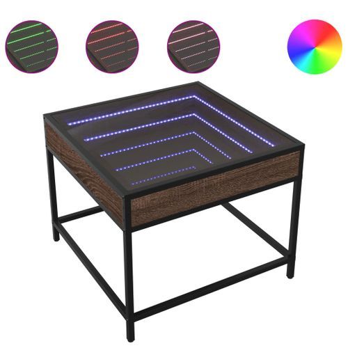 Table basse avec LED Infinity chêne marron 50x50x41 cm - Photo n°2; ?>