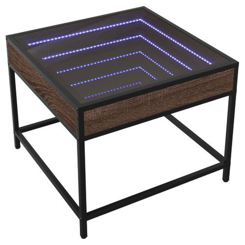 Table basse avec LED Infinity chêne marron 50x50x41 cm - Photo n°3; ?>