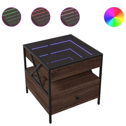 Table basse avec LED Infinity chêne marron 50x50x51 cm - Photo n°2; ?>