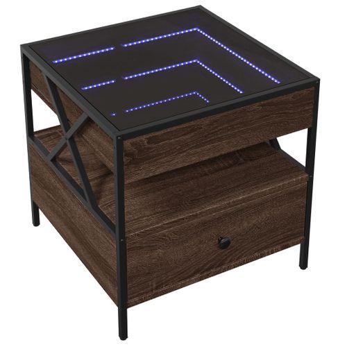 Table basse avec LED Infinity chêne marron 50x50x51 cm - Photo n°3; ?>