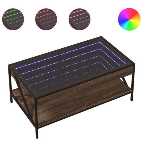 Table basse avec LED Infinity chêne marron 90x50x38 cm - Photo n°2; ?>