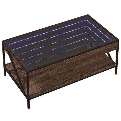 Table basse avec LED Infinity chêne marron 90x50x38 cm - Photo n°3; ?>