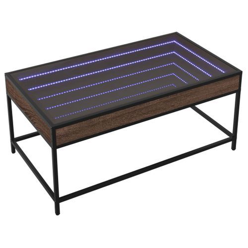 Table basse avec LED Infinity chêne marron 90x50x41 cm - Photo n°3; ?>