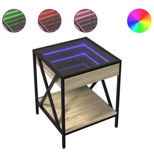 Table basse avec LED Infinity chêne sonoma 40x40x49 cm - Photo n°2; ?>