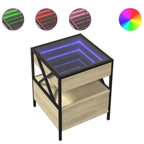 Table basse avec LED Infinity chêne sonoma 40x40x51 cm - Photo n°2; ?>