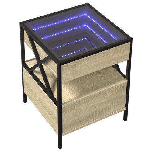 Table basse avec LED Infinity chêne sonoma 40x40x51 cm - Photo n°3; ?>