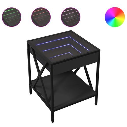 Table basse avec LED Infinity noir 40x40x49 cm - Photo n°2; ?>