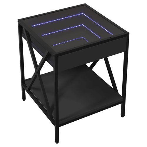 Table basse avec LED Infinity noir 40x40x49 cm - Photo n°3; ?>