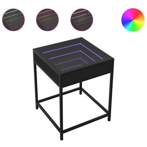 Table basse avec LED Infinity noir 40x40x51 cm - Photo n°2; ?>