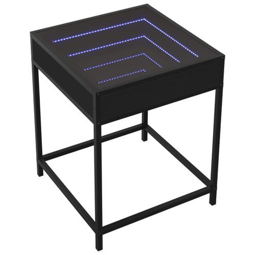 Table basse avec LED Infinity noir 40x40x51 cm - Photo n°3; ?>