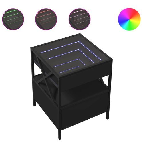 Table basse avec LED Infinity noir 40x40x51 cm - Photo n°2; ?>