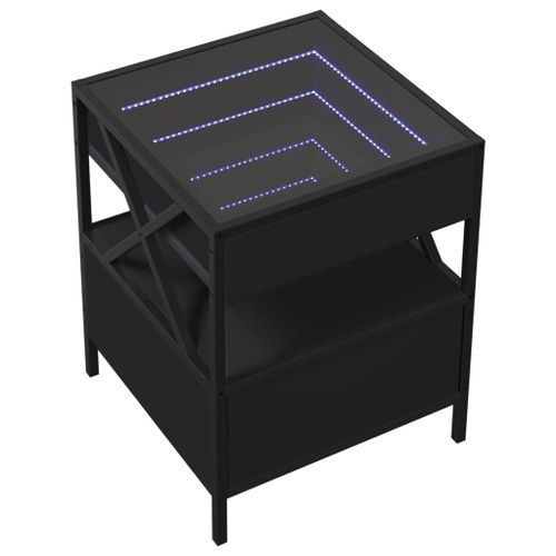 Table basse avec LED Infinity noir 40x40x51 cm - Photo n°3; ?>