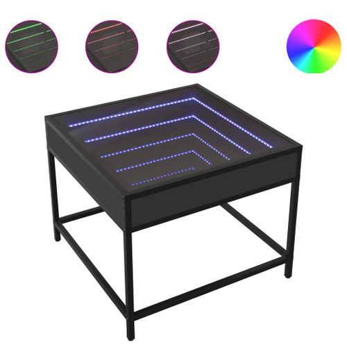 Table basse avec LED Infinity noir 50x50x41 cm - Photo n°2; ?>