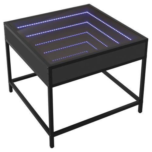 Table basse avec LED Infinity noir 50x50x41 cm - Photo n°3; ?>