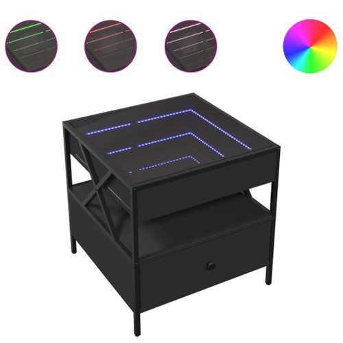 Table basse avec LED Infinity noir 50x50x51 cm - Photo n°2; ?>