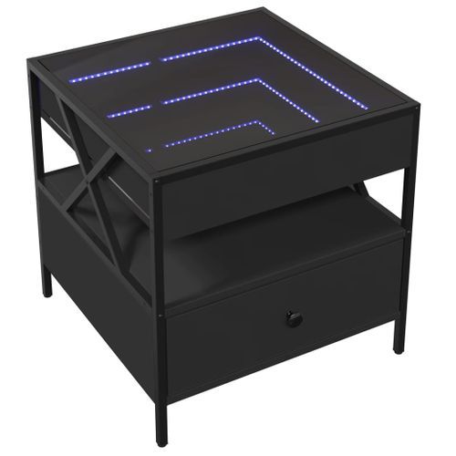 Table basse avec LED Infinity noir 50x50x51 cm - Photo n°3; ?>