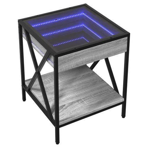 Table basse avec LED Infinity sonoma gris 40x40x49 cm - Photo n°3; ?>