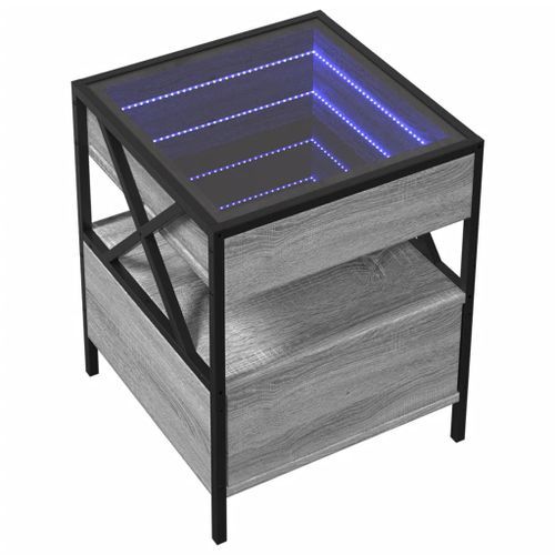 Table basse avec LED Infinity sonoma gris 40x40x51 cm - Photo n°3; ?>