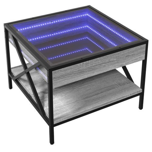 Table basse avec LED Infinity sonoma gris 50x50x38 cm - Photo n°3; ?>