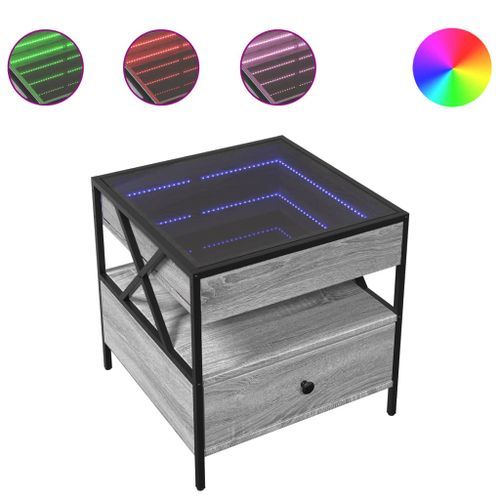 Table basse avec LED Infinity sonoma gris 50x50x51 cm - Photo n°2; ?>