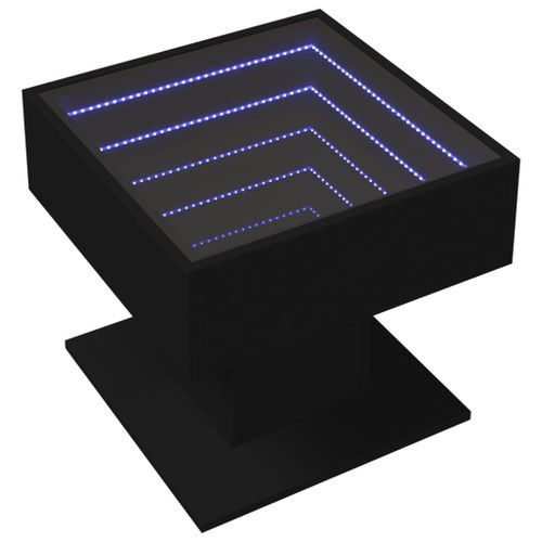 Table basse avec LED noir 50x50x45 cm bois d'ingénierie - Photo n°3; ?>