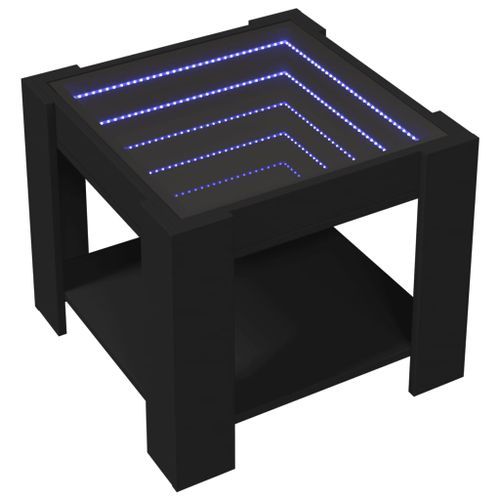 Table basse avec LED noir 53x53x45 cm bois d'ingénierie - Photo n°3; ?>