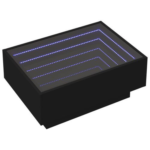 Table basse avec LED noir 70x50x30 cm bois d'ingénierie - Photo n°3; ?>