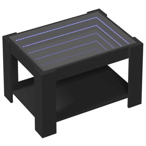 Table basse avec LED noir 73x53x45 cm bois d'ingénierie - Photo n°3; ?>