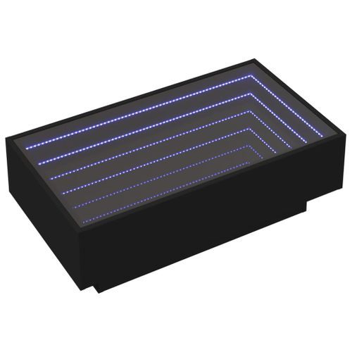 Table basse avec LED noir 90x50x30 cm bois d'ingénierie - Photo n°3; ?>