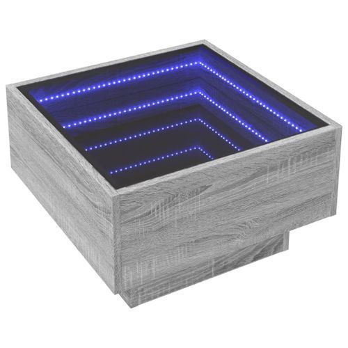 Table basse avec LED sonoma gris 50x50x30 cm bois d'ingénierie - Photo n°3; ?>