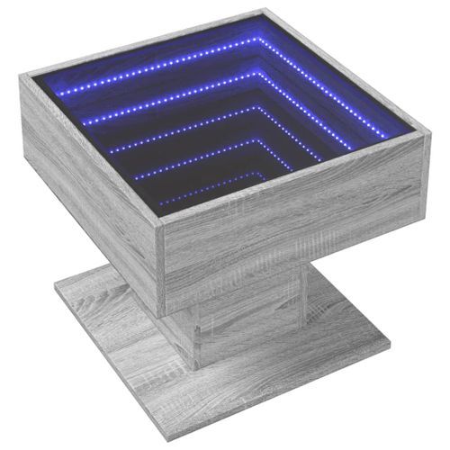 Table basse avec LED sonoma gris 50x50x45 cm bois d'ingénierie - Photo n°3; ?>