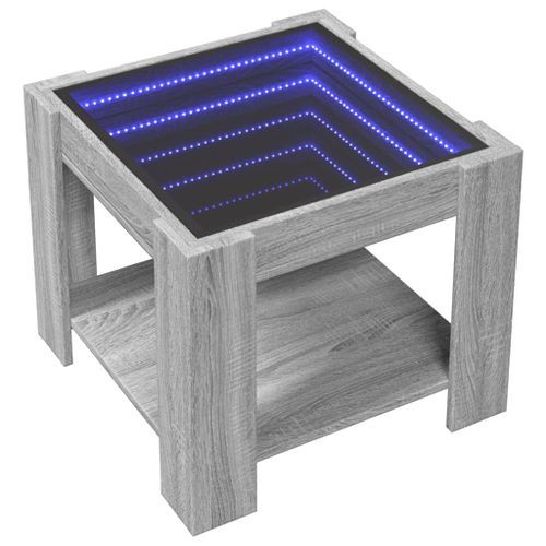 Table basse avec LED sonoma gris 53x53x45 cm bois d'ingénierie - Photo n°3; ?>