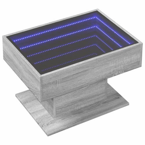 Table basse avec LED sonoma gris 70x50x45 cm bois d'ingénierie - Photo n°3; ?>