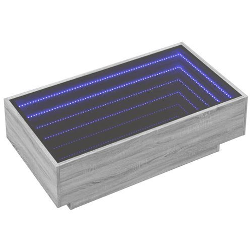 Table basse avec LED sonoma gris 90x50x30 cm bois d'ingénierie - Photo n°3; ?>