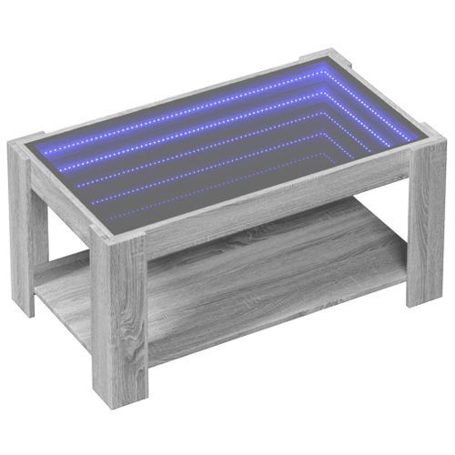 Table basse avec LED sonoma gris 93x53x45 cm bois d'ingénierie - Photo n°3; ?>