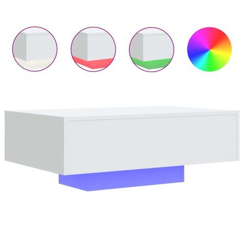 Table basse avec lumières LED blanc 85x55x31 cm - Photo n°2; ?>