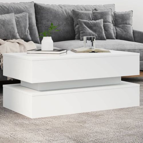 Table basse avec lumières LED blanc 90x50x40 cm - Photo n°2; ?>