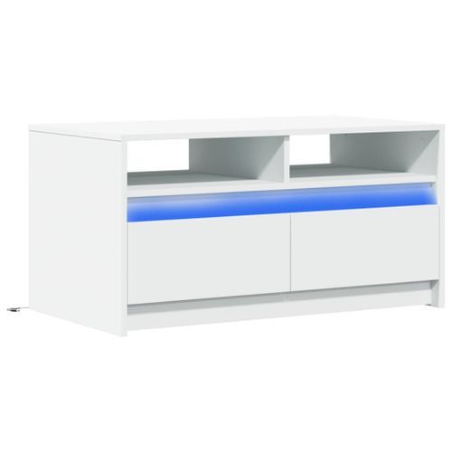 Table basse avec lumières LED blanc bois d'ingénierie - Photo n°3; ?>