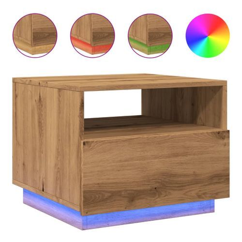 Table basse avec lumières LED chêne artisanal 50x49x40 cm - Photo n°2; ?>