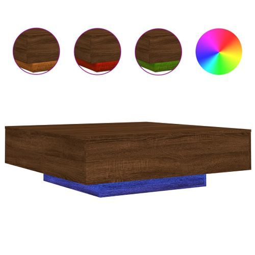 Table basse avec lumières LED chêne marron 100x100x31 cm - Photo n°2; ?>