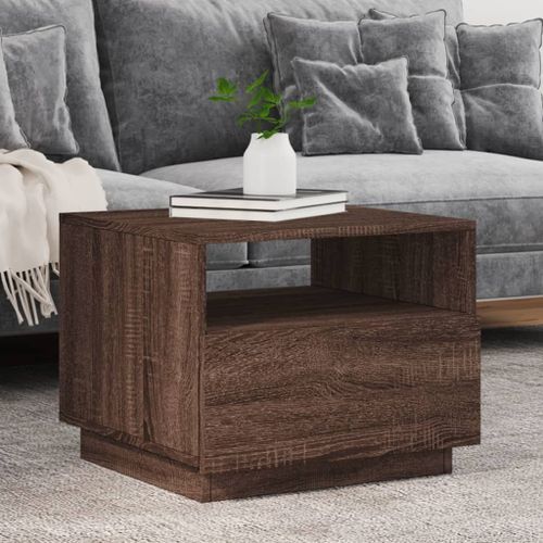 Table basse avec lumières LED chêne marron 50x49x40 cm - Photo n°2; ?>