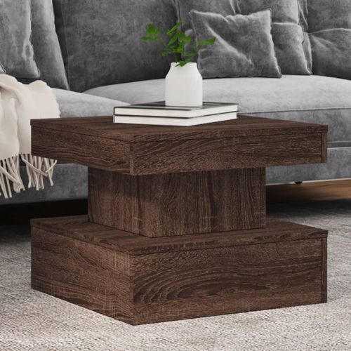 Table basse avec lumières LED chêne marron 50x50x40 cm - Photo n°2; ?>