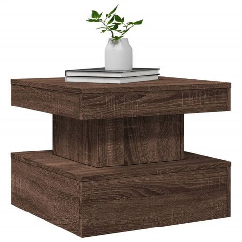 Table basse avec lumières LED chêne marron 50x50x40 cm - Photo n°3; ?>