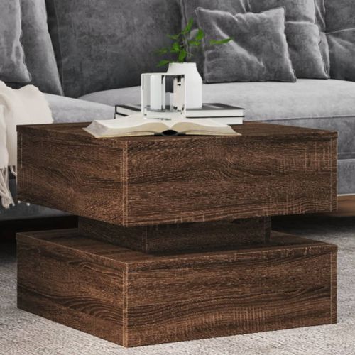 Table basse avec lumières LED chêne marron 50x50x40 cm - Photo n°2; ?>