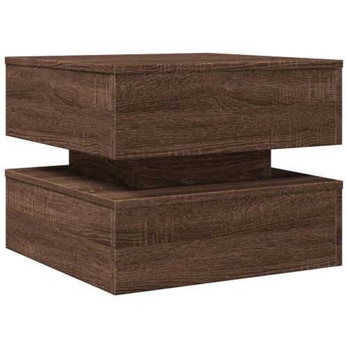 Table basse avec lumières LED chêne marron 50x50x40 cm - Photo n°3; ?>