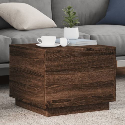 Table basse avec lumières LED chêne marron 50x50x40 cm - Photo n°2; ?>