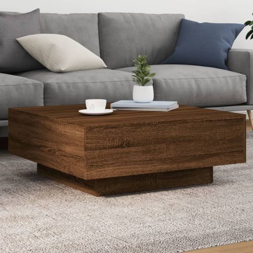 Table basse avec lumières LED chêne marron 80x80x31 cm - Photo n°3; ?>